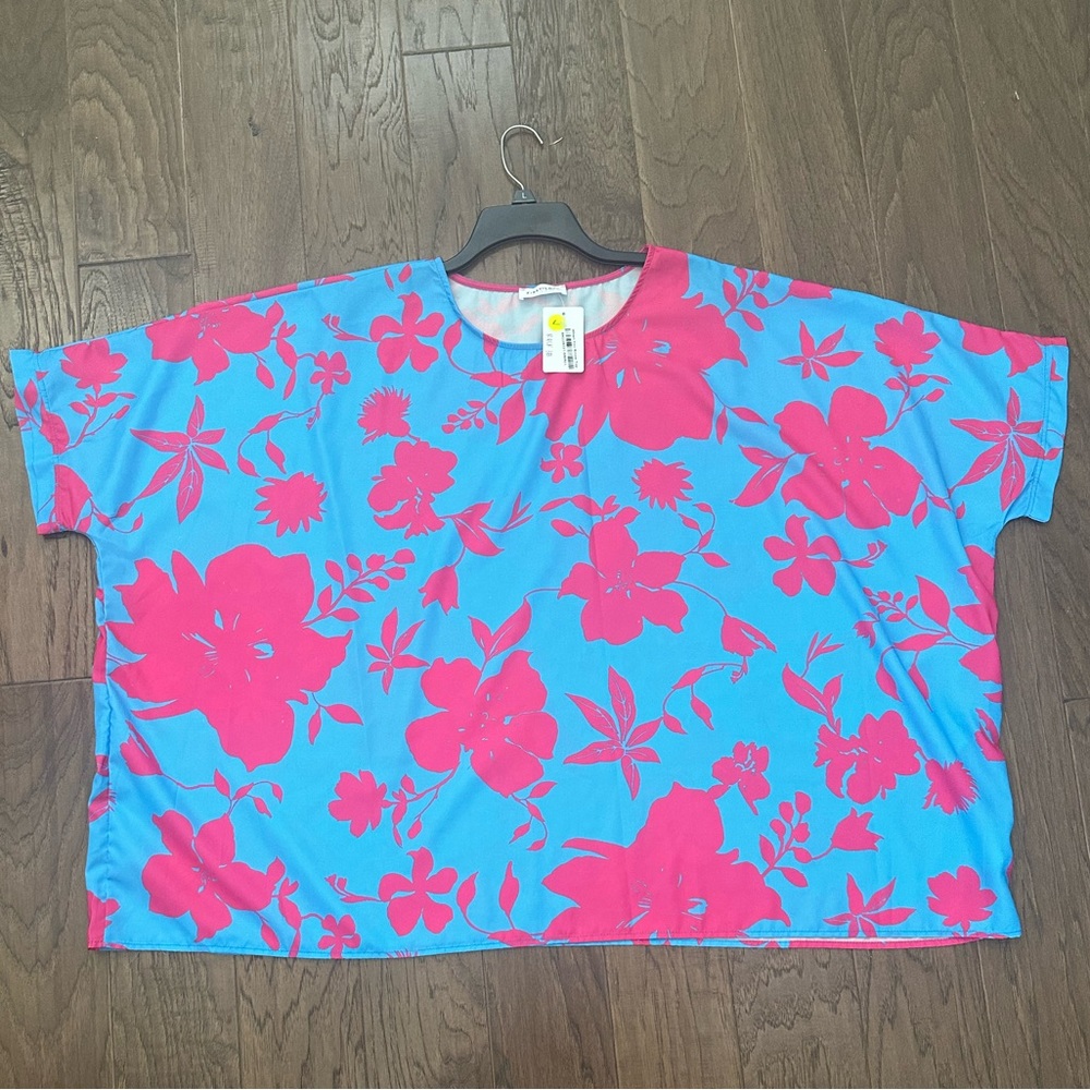 NWT pink and blue floral top size small